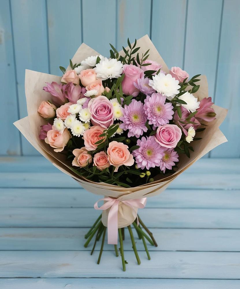 Букет цветов из: Хризантемы, Розы и Альстромерии в Рагулях