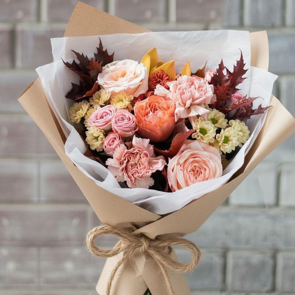 Букет цветов из: Гвоздики, Хризантемы и Розы в Рагулях