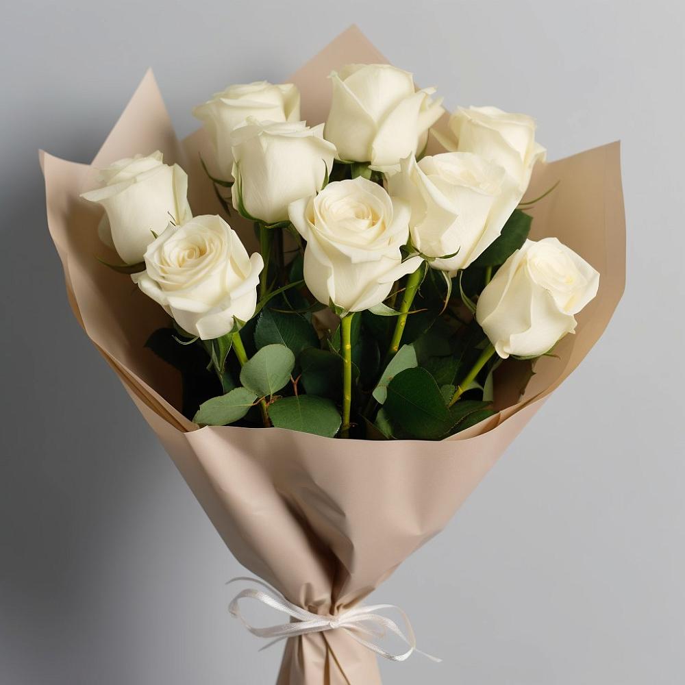 Букет 9 Белых роз Эдлесс Лав в Рагулях