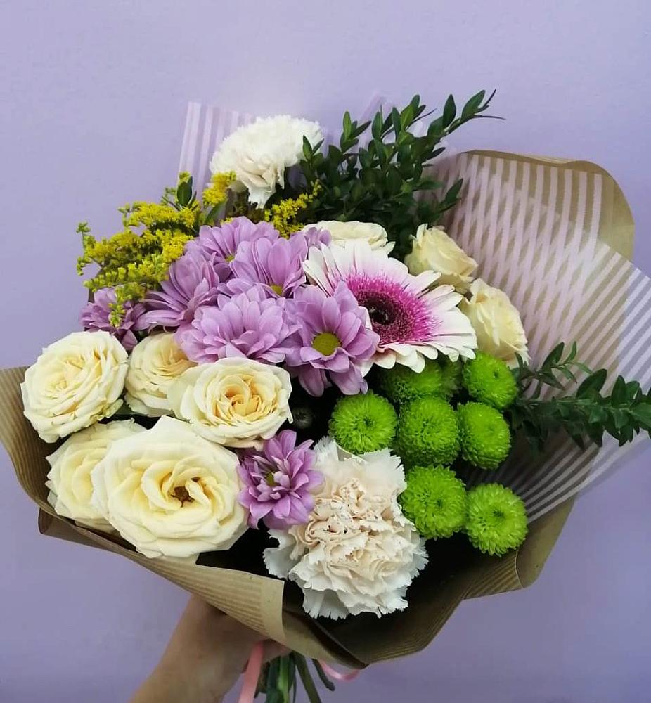 Букет цветов из: Хризантемы, Розы, Гвоздики и Герберы в Рагулях