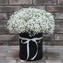 Цветочная композиция из Гипсофила в шляпной коробке в Рагулях