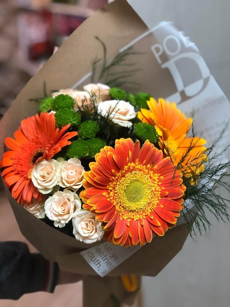 Букет цветов из: Герберы, Хризантемы и Розы в Рагулях