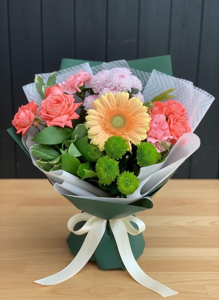 Букет цветов из: Гвоздики, Розы, Герберы и Хризантемы в Рагулях
