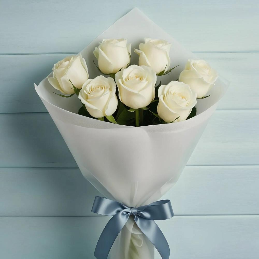 Букет 7 Белых роз Эдлесс Лав в Рагулях